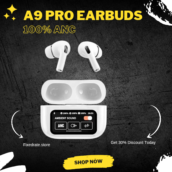 A9 Pro earbuds white – ANC wireless earbuds with touch control and best rate in Bangladesh