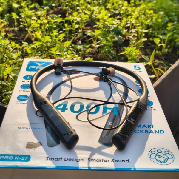 FRB N-27 Smart Neckband with 400H power backup, Bluetooth 5.4, ENC noise cancellation and magnetic earbuds